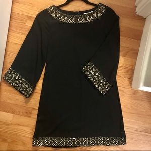 NWT Alice Olivia Black Gold Beaded Dress S
